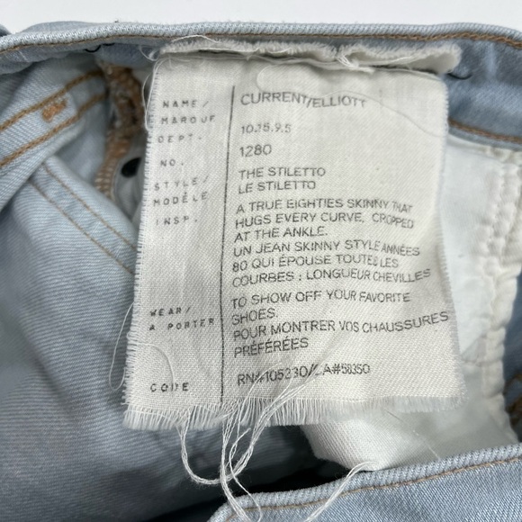 Current Elliott the stiletto chalky indigo shredded jeans light blue 26 - Picture 8 of 10
